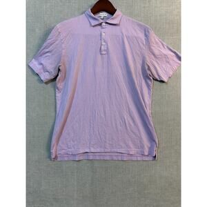 Peter Millar Shirt Mens Large Purple Striped Performance Golf Polo Pima Cotton